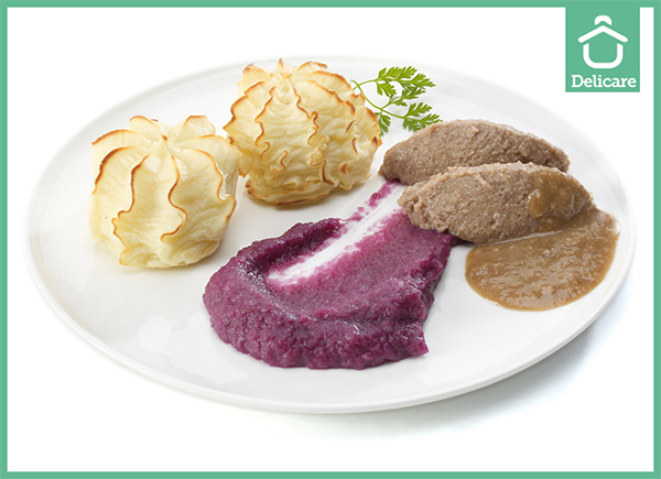 IDDSI 5 - Runderhachee met rode kool en aardappelpuree (gemalen)