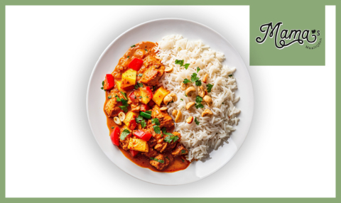 Mama's Maaltijden - Kip madras met rode rijst en groenten
