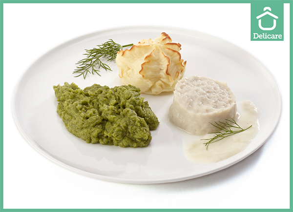 IDDSI 5 - Kabeljauw in saus met broccoli en aardappelpuree met bieslook (gemalen)