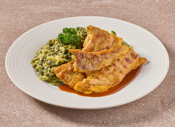 Andijviestamppot met speklapje in jus